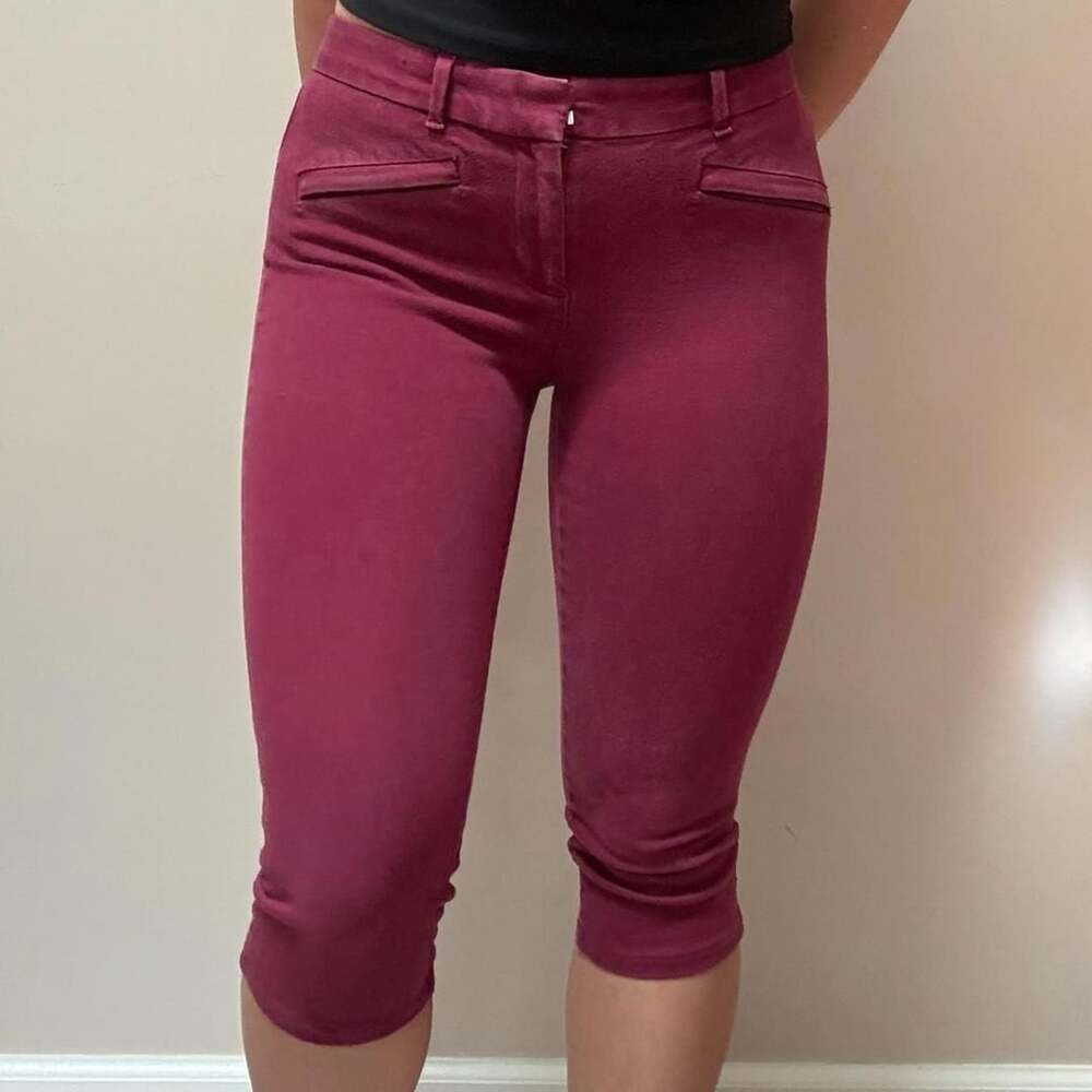 Gap Skinny Pants Size 4R Burgundy Cropped Capri Reworked